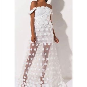 White polka dotted dress